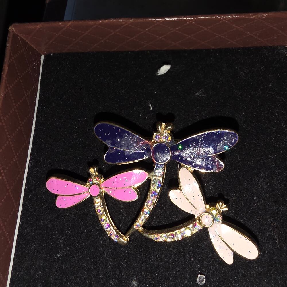 VINTAGE RHINESTONE DRAGONFLY PIN BROOCH